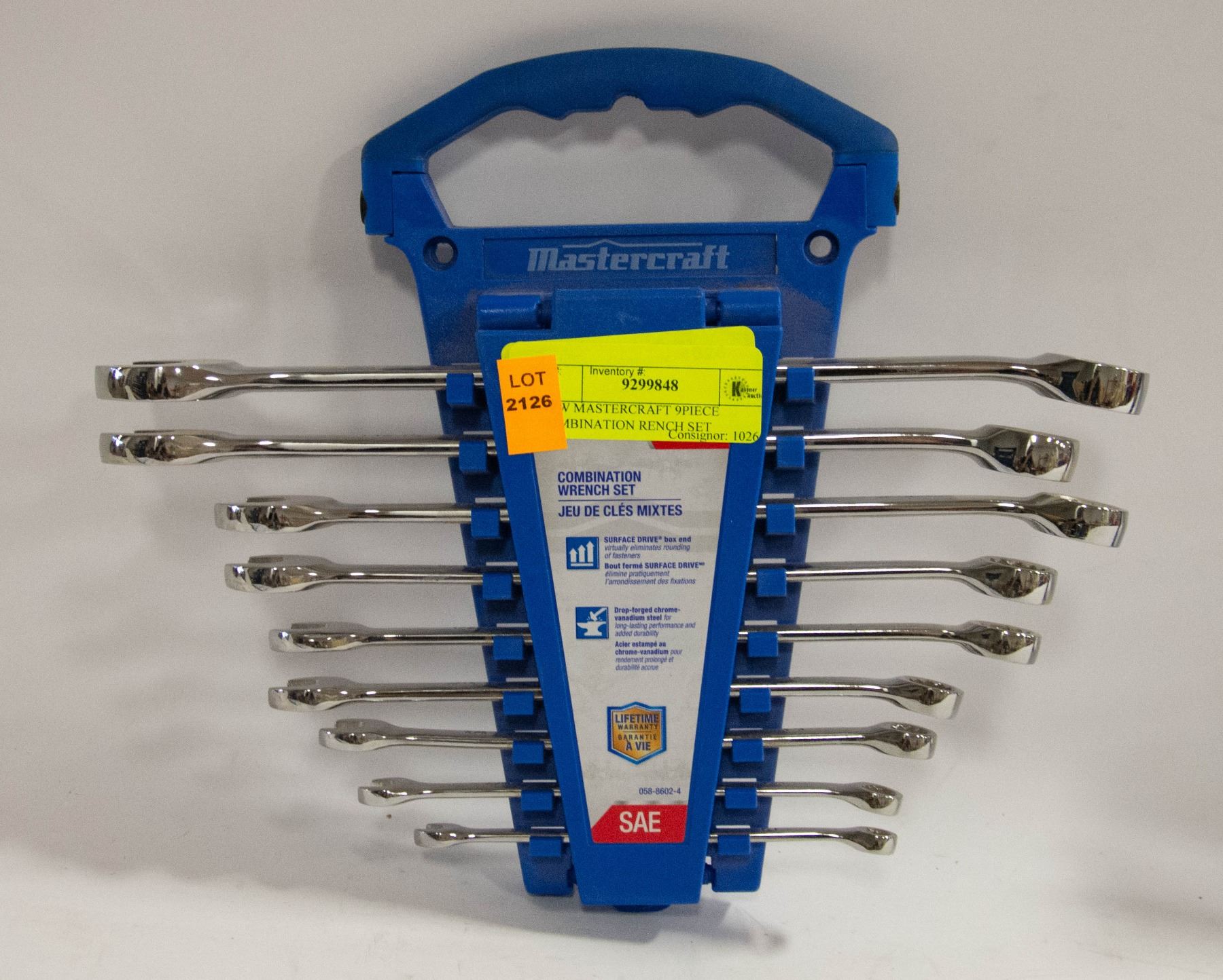 NEW MASTERCRAFT 9 PIECE COMBINATION WRENCH SET