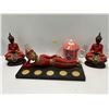 Image 1 : Assorted Collection of Asian Decor Includes Figurines, Tea Light Holder, Teacup with Lid