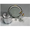 Image 1 : Collection of Bar Items, Pewter Ice Bucket & Serving Tray with Golf Shot/Pint Glasses & More