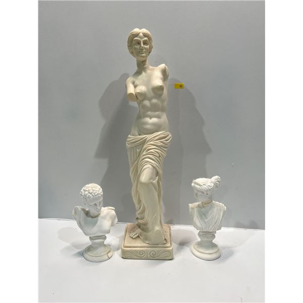 Made In Italy Venus de Milo Statue 19H comes with Matching Male and Female Busts