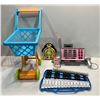 Image 1 : Assorted Kids Toys, Xylophone, Cash Register, and Shopping Cart, Recorder, and More