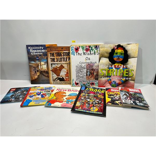 Assorted Collection of Comic and Children's Books, Marvel, LEGO, Sesame Street and More