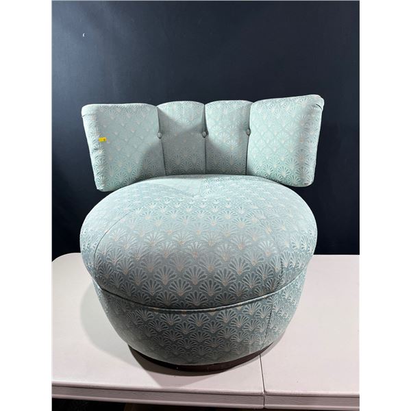 Vintage Art Deco Blue Sea Shell Swivel Chair - Wood Base 31L x 31D x 28H
