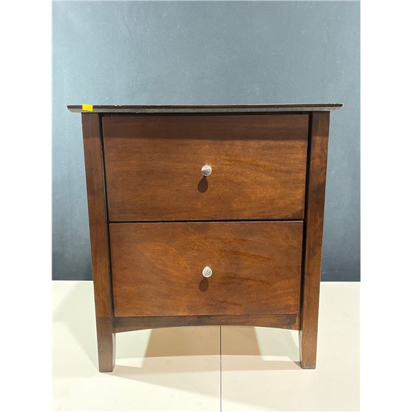 2 Silver Handled Drawers Nightstand Table 24L x 18D x 27H