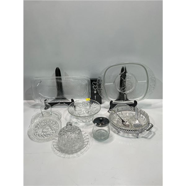 Assorted Collection of Crystal & Glass Serving Trays, Candy Dish's