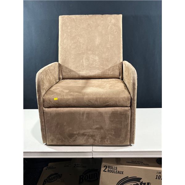 Reclining Chair Brown/Tan Microfiber Collapsible For Easy Moving and Storage 25L x 29D x 36H