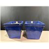 Image 1 : Matching Set of Large Blue Ceramic Containers/Planters with Drain Holes 16L x 16D x 16H