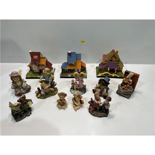 Collection of Ceramic Figurines and Houses (12 pieces)