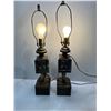 Image 1 : Set of Two Decorative Lamps Made in India  Wood, Brass and Glass (shades not included)