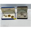 Image 1 : Two "Anson" Cuff Link and Tie Pin sets includes Yellow Amber and Silver sets