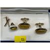 Image 2 : Two "Anson" Cuff Link and Tie Pin sets includes Yellow Amber and Silver sets
