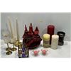 Image 1 : Candles and Holders Collection includes Wax ART, Tiered Brass & Frosted Glass Set and more