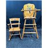 Image 1 : Vintage Children's Solid Wood High Chair and Rocking Chair