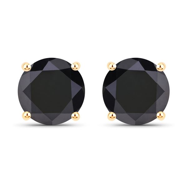 14KT Yellow Gold 3.84ctw Black Diamond Earrings