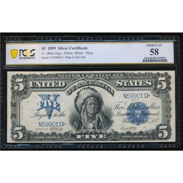 1899 $5 Chief Silver Certificate PCGS 58
