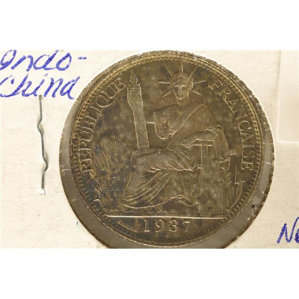 1937 FRENCH INDO CHINA SILVER 20 CENTS UNC
