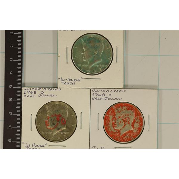 1967 & 2-1968 40% SILVER JOHN F. KENNEDY HALFS OLD