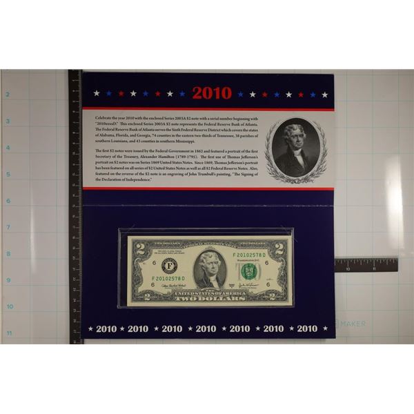 2010 ATLANTA FEATURING A 2003-A US $2 FRN SERIAL