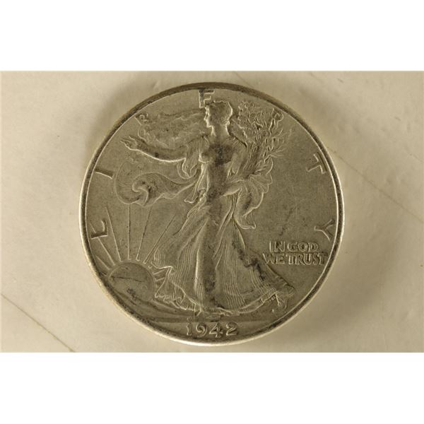 1942 SILVER WALKING LIBERTY HALF DOLLAR