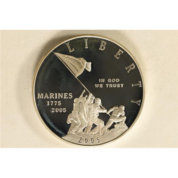 2005-P US PROOF SILVER DOLLAR MARINE CORP