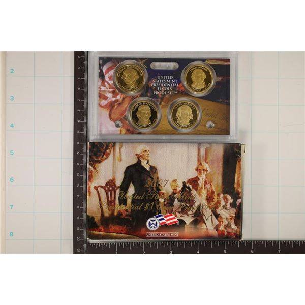 2007 PRESIDENTIAL 4 COIN DOLLAR PROOF SET WITH BOX