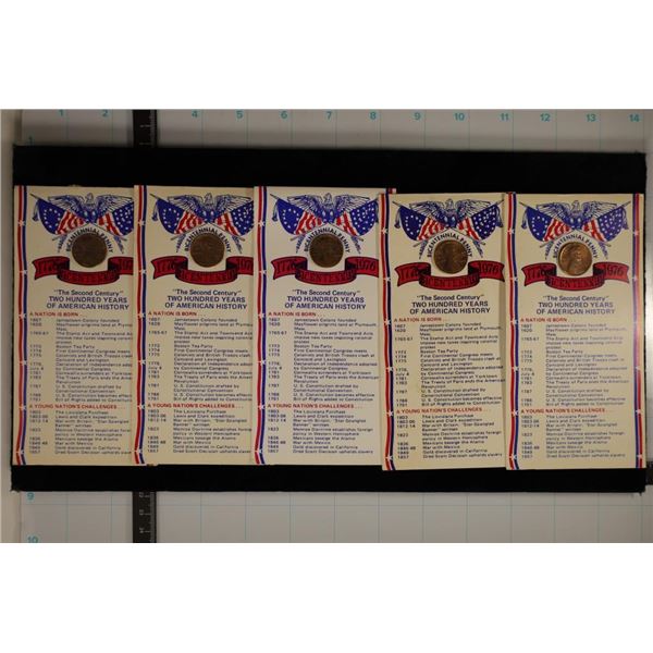 5-1976 LINCOLN BICENTENNIAL CENTS ON INFO CARDS
