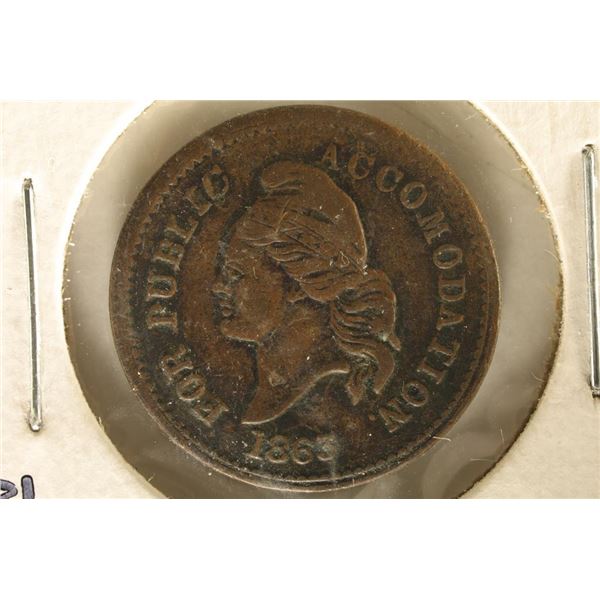 1863 CIVIL WAR TOKEN UNITED STATES COPPER