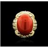 Image 2 : 14KT Rose Gold 20.93 ctw Coral and Diamond Ring