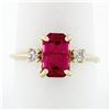 Image 1 : Vintage 14k Gold 2.20 ctw Emerald Pink Tourmaline Ring w/ Round Diamond Accents