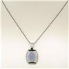 Image 2 : 14K White Gold 4.31 ctw Oval Chalcedony White & Black Diamond 16" Pendant Neckla