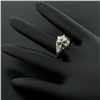 Image 7 : Antique Art Deco 20k White Gold Diamond and Sapphire Engagement Ring
