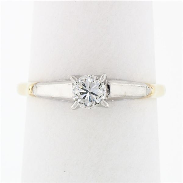 Vintage 14k Gold Old Transitional Diamond Solitaire Engagement or Promise Ring