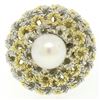 Image 4 : Handmade 18k Yellow and White Gold Akoya Pearl Cocktail Ring