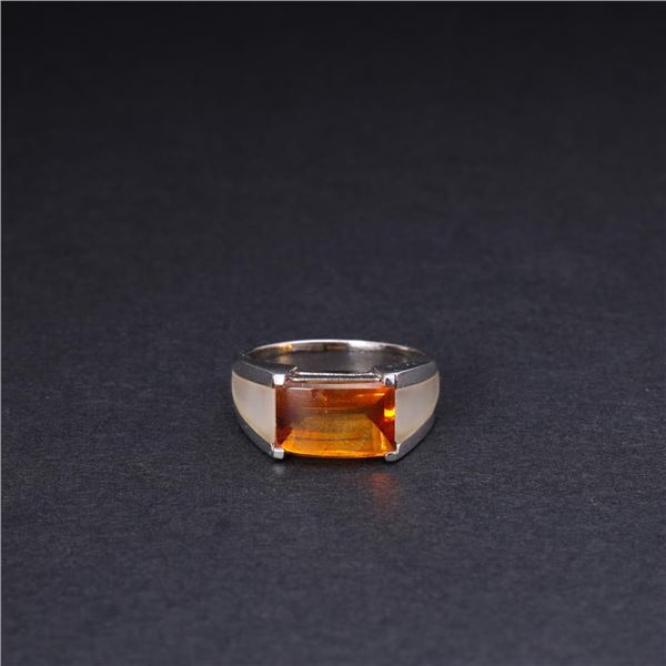 14K White Gold & Citrine Ring