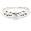 Image 1 : Petite 10k White Gold Marquise Diamond Solitaire Ring w/ Round Channel Accents