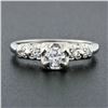 Image 2 : Vintage 14k White Gold 0.37 ctw Round Diamond Solitaire & Accents Engagement Rin