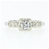 Image 4 : Vintage 14k White Gold 0.37 ctw Round Diamond Solitaire & Accents Engagement Rin