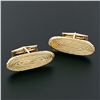 Image 6 : Men's Solid 14k Yellow Gold Textured Oval Tree Stump Pattern Cufflinks Links