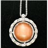 Image 3 : 18k White Gold 7.59 ctw Peach Orange Bezel NATURAL Moonstone Diamond Halo Pendan
