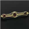 Image 3 : Antique Art Nouveau 14k Yellow Gold 2.20 ctw Old Round Garnet Filigree Pin Brooc
