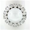 Image 1 : Vintage 18k White Gold 12.7mm South Sea Pearl 2.10 ctw Marquise Diamond Halo Rin