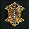 Image 2 : Antique Victorian Etched 18k Yellow Gold Black Enamel & Seed Pearl Brooch Pin