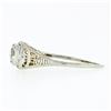 Image 6 : Antique Art Deco 18k White Gold 0.45 ctw European Diamond Solitaire Filigree Rin