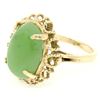 Image 2 : Vintage 14k Yellow Gold Translucent Cabochon Green Jade Twisted Wire Ring Sz 5.5