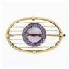 Image 1 : Antique Victorian 18k Yellow Gold Music Strings Brooch Lavender Purple Amethyst