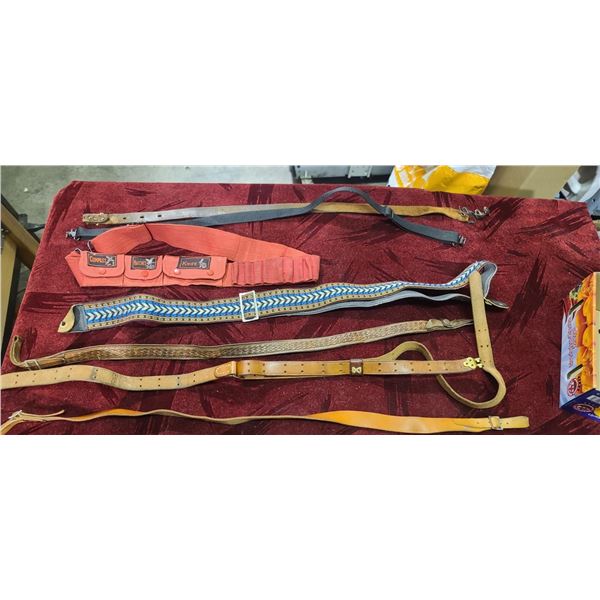 ASSORTED SLINGS AND AMMO BELTS