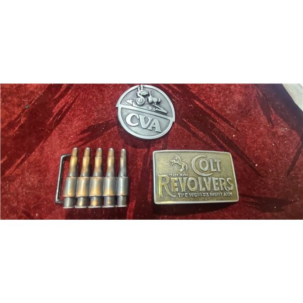 3 ASSORTED BELT BUCKLES