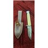 Image 1 : NEW DAMASCUS STEEL HUNTING KNIFE WITH LEATHER SHEATH 5" BLADE