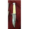 Image 3 : NEW DAMASCUS STEEL HUNTING KNIFE WITH LEATHER SHEATH 5" BLADE