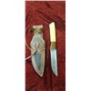 Image 1 : NEW DAMASCUS STEEL HUNTING KNIFE WITH LEATHER SHEATH 5" BLADE